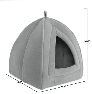 Igloo Cat Bed, Soft Indoor House, Removable Cushion by Petmaker, Grey