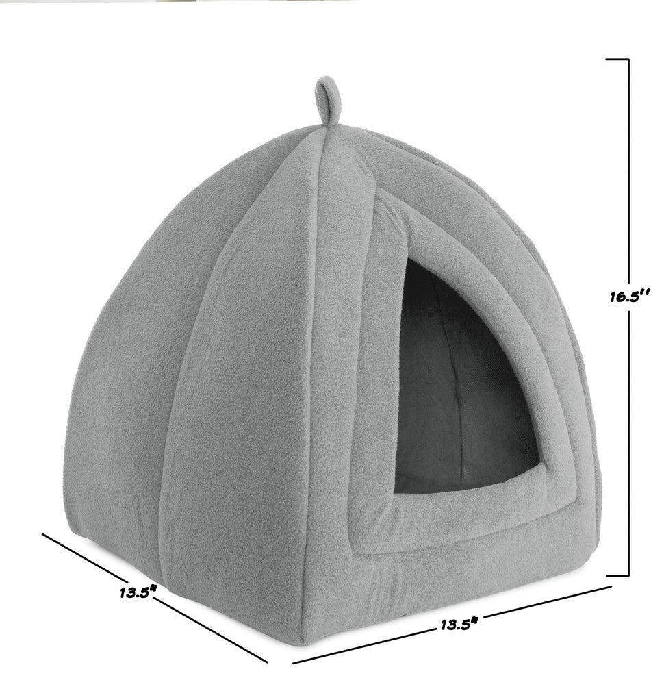 Igloo Cat Bed, Soft Indoor House, Removable Cushion by Petmaker, Grey