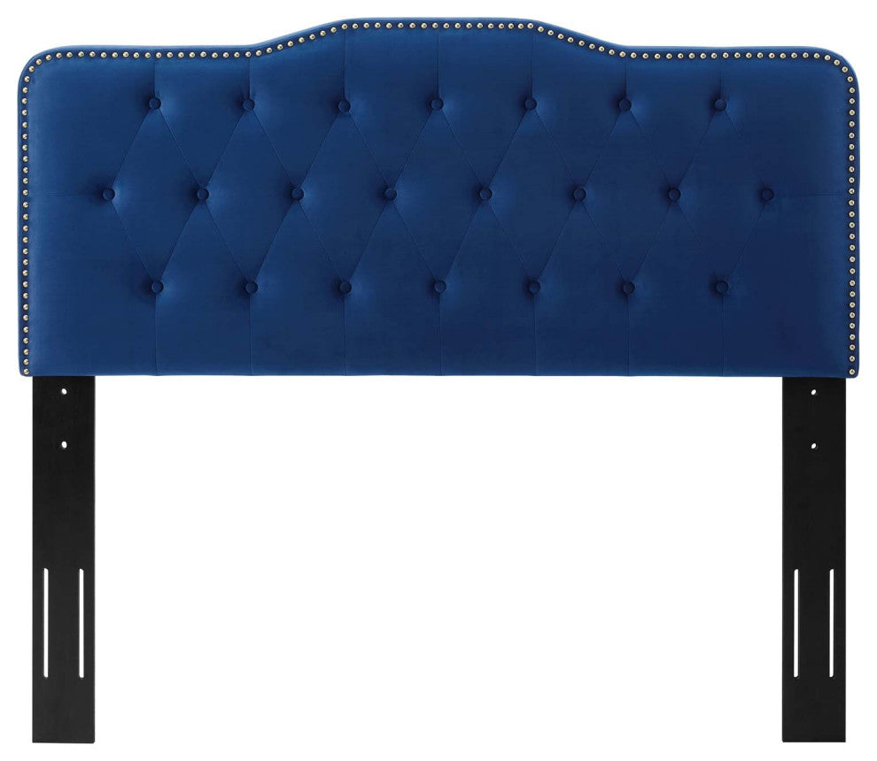 Tufted Headboard, King Size, Velvet, Blue Navy, Modern Contemporary, Bedroom