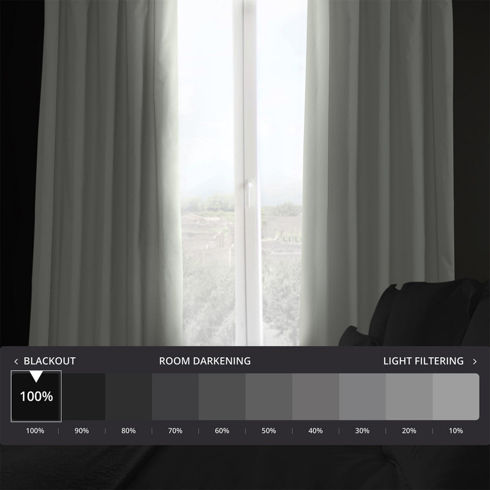 Solid Cotton Blackout Curtain Single Panel, Warm Off-White, 50"x96"