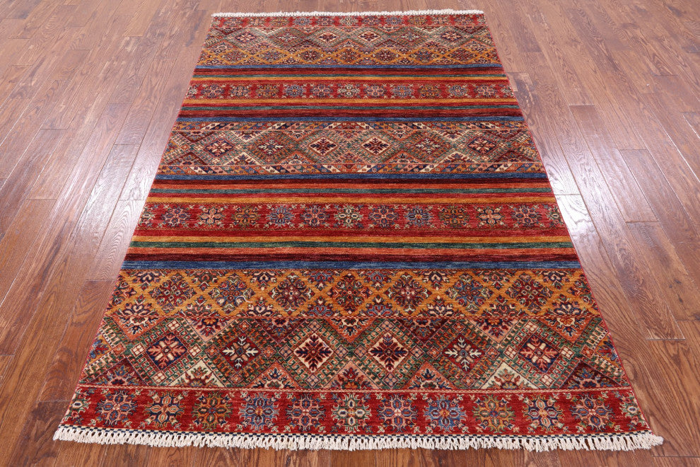 5' 6" X 7' 11" Super Kazak Khorjin Hand Knotted Rug Q10455