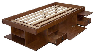 Memomad Bali Storage Platform Bed with Drawers (Twin Size, Caramel)