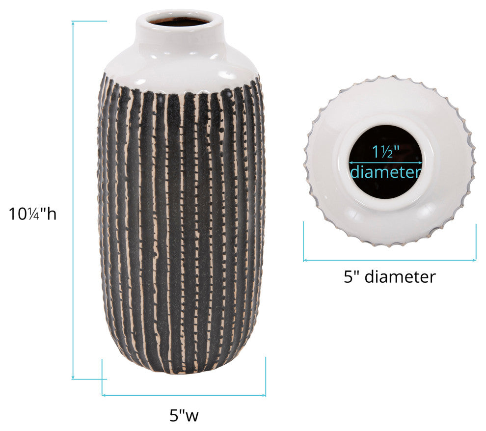 Terra Striped Stoneware Vase, Large