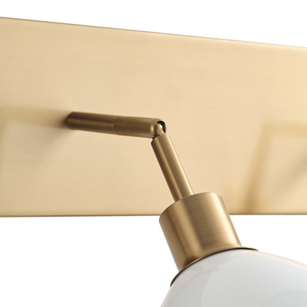 Modern 3-Light Bathroom Vanity Light Over Mirror with White Shades, Gold