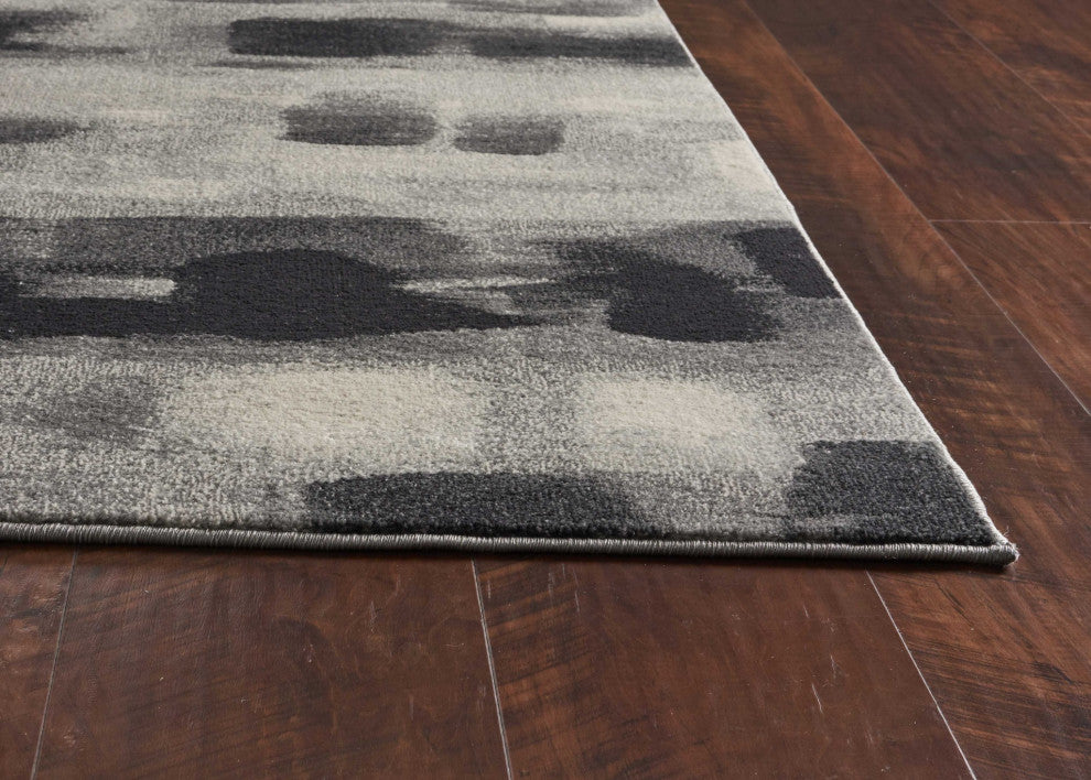 HomeRoots 10'x13' Grey Beige Machine Woven Abstract Brushstroke Indoor Area Rug
