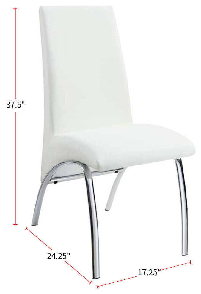 Set of 2 Dining Chairs, White and Chrome
