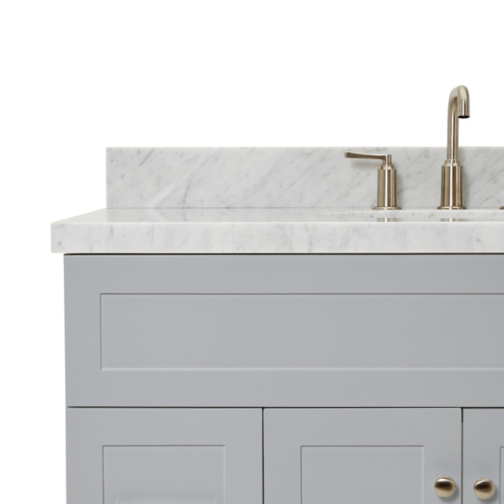 Ariel Hamlet 43" Oval Sink Bath Vanity, 1.5" Carrara Marble