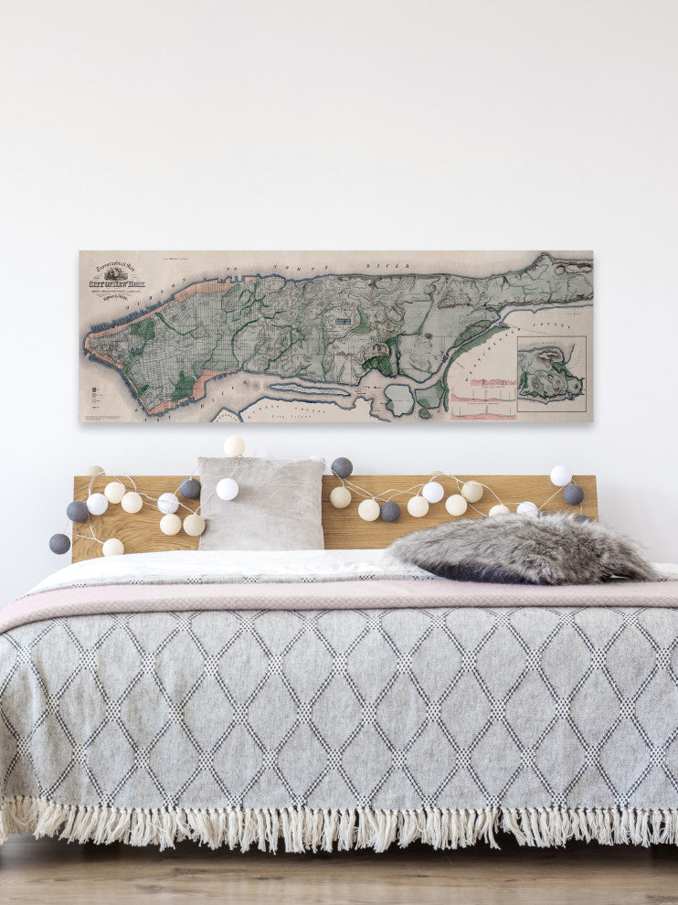 "Panorama Plan" Painting Print on Wrapped Canvas, 15x5