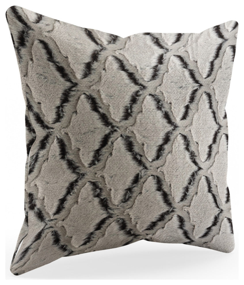Plutus Brown Diamond Faux Fur Throw Pillow, Brown Beige, 20" x 26" Standard