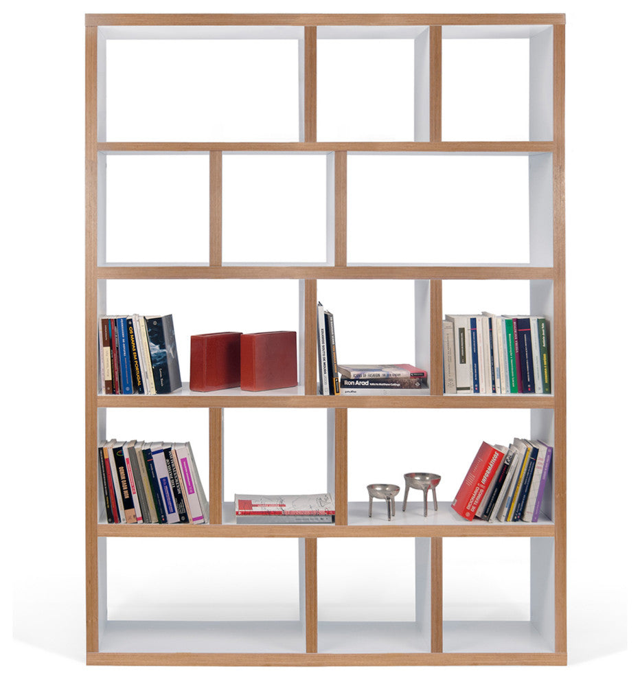 Contemporary Large Thick Wood Modular Shelves, White/Layeredge