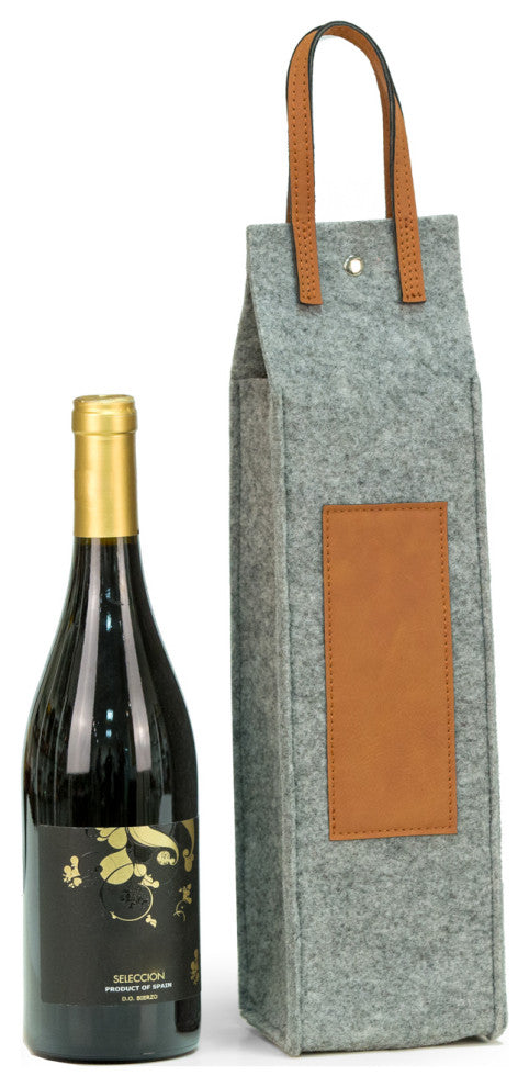 Wine Caddy, Gray Felt and Brown Triming