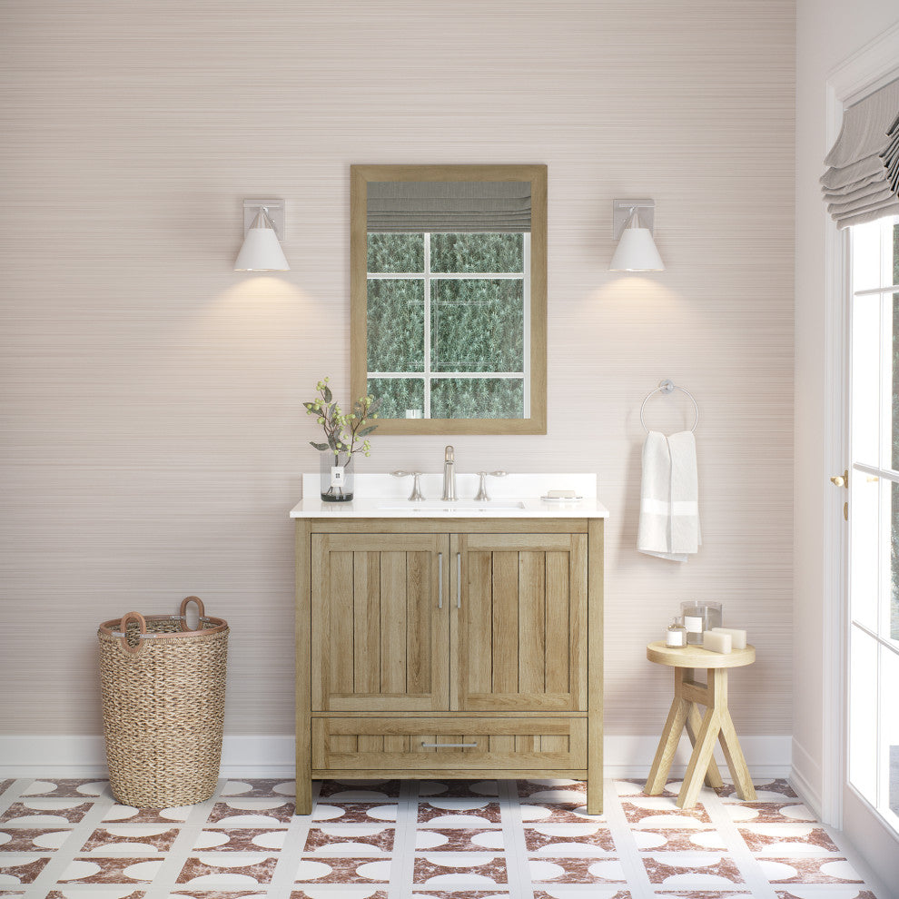 OVE Decors Kansas 18" Single Sink Vanity With Countertop, White Oak, 36 in.