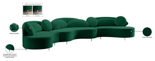 Vivacious Velvet Upholstered 3-Piece Sectional, Green