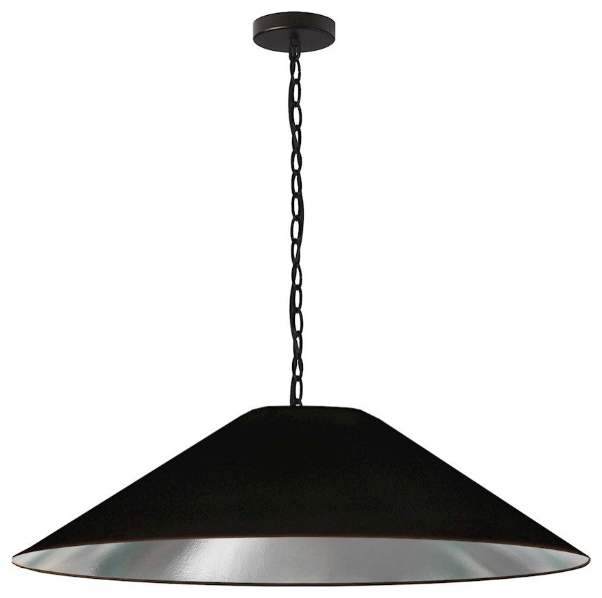 Presley Incandescent Pendant, Matte Black with Black / Silver Shade