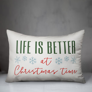White Life Is Better At Christmas Time 20x14 Spun Poly Pillow