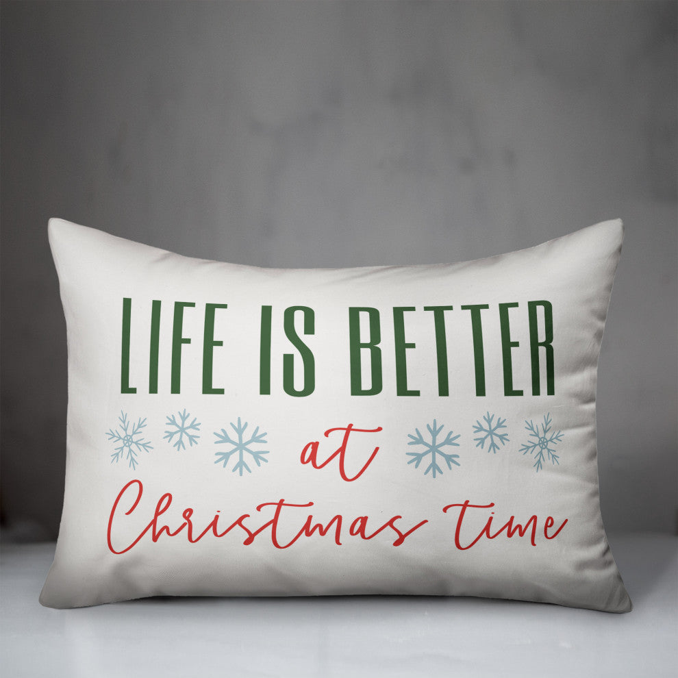 White Life Is Better At Christmas Time 20x14 Spun Poly Pillow