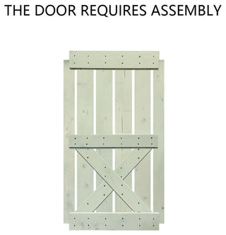 Stained Solid Pine Wood Sliding Barn Door, Sage Green, 38"x84", Mini X