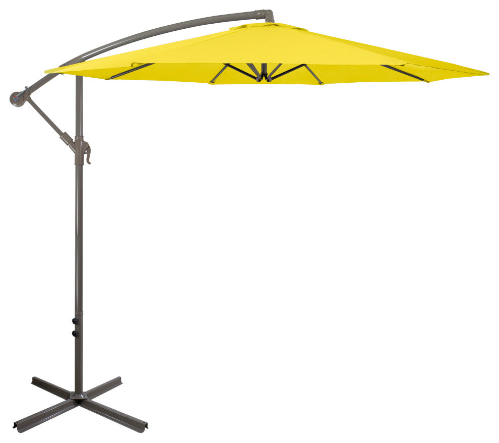 10ft Offset Outdoor Patio Umbrella with Hand Crank Yellow