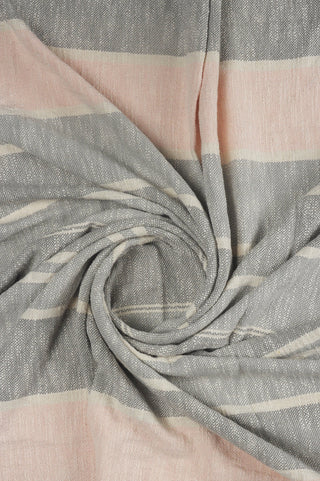 Touch of Blush Striped Throw Blanket With Fringe