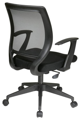 Screen Back Office Chair with T Arms in Black fabric