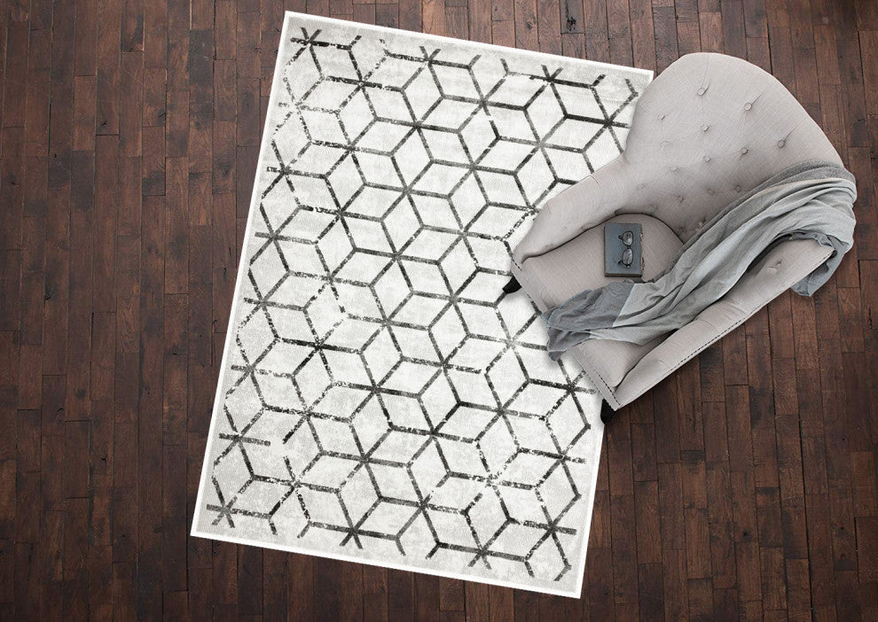 Maverick Kyle Gray Contemporary Area Rug, 7'6"x9'8"