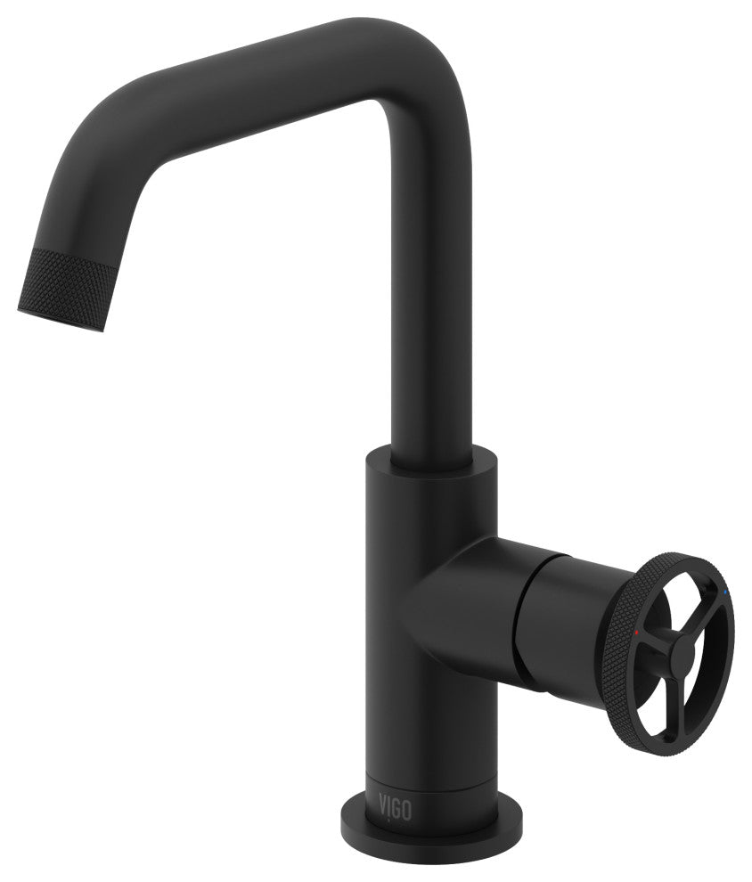 VIGO Cass 9" H Single Handle Single Hole Bathroom Faucet, Matte Black, Without Extras