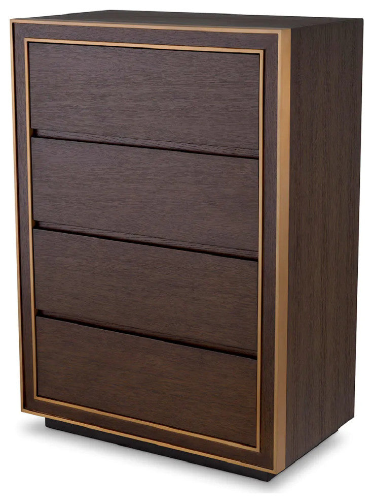 Brown Oak 4-Drawer Dresser, Eichholtz Camelot