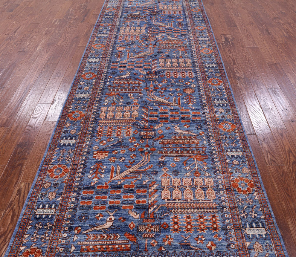 4' 10" X 13' 10" Persian Fine Serapi Hand-Knotted Wool Rug - Q12901