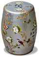 Silver Famille Jaune Peony and Bird Motif Asian Garden Stool