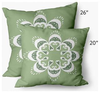 Ikat Mandala Decorative Throw Pillow, Sage Green, 20x20"