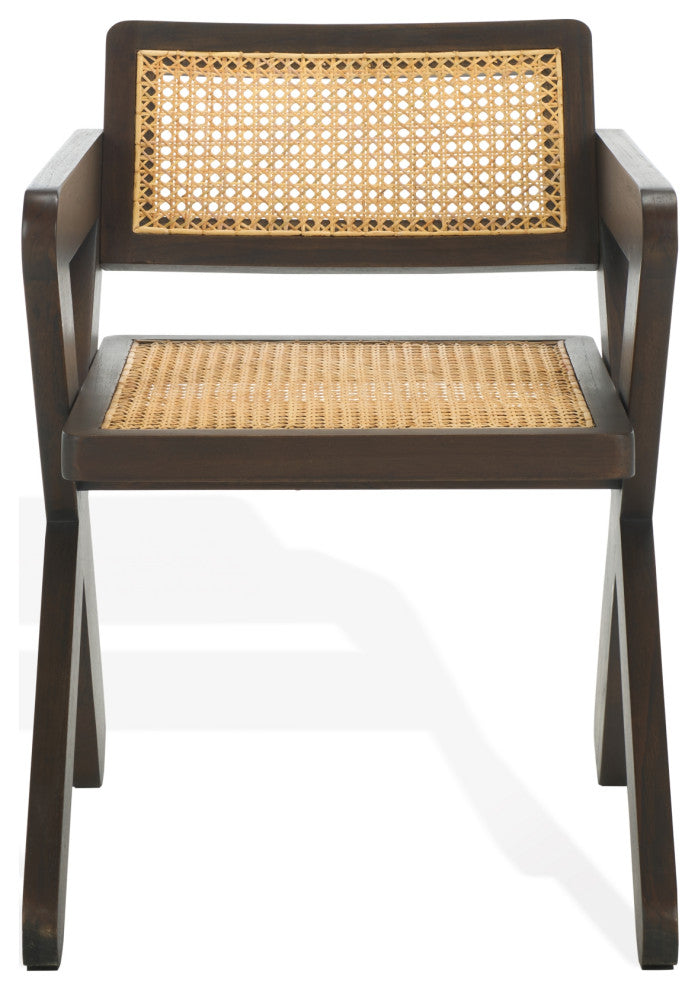 Safavieh Couture Tyrrell Rattan Dining Chair, Walnut/Natural