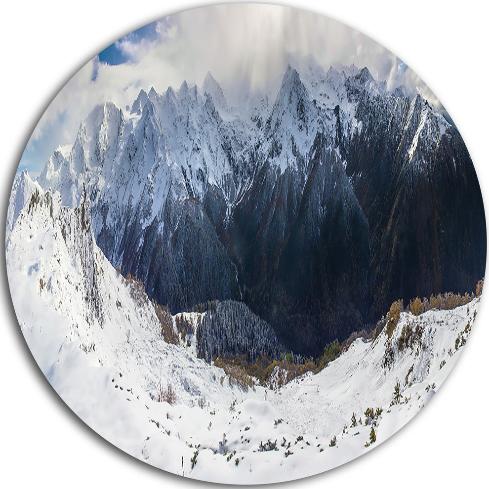 Winter Mountain In Svaneti, Landscape Photo Round Wall Art, 11"