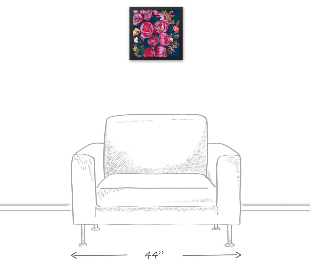 Funky Bold Flowers 12x12 Black Framed Canvas