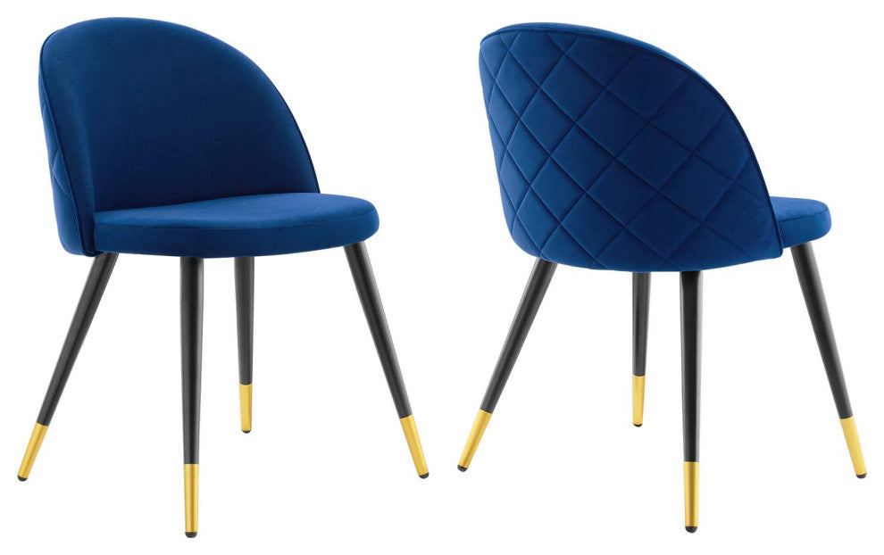 Cordial Performance Velvet Dining Chairs - Set of 2-Navy