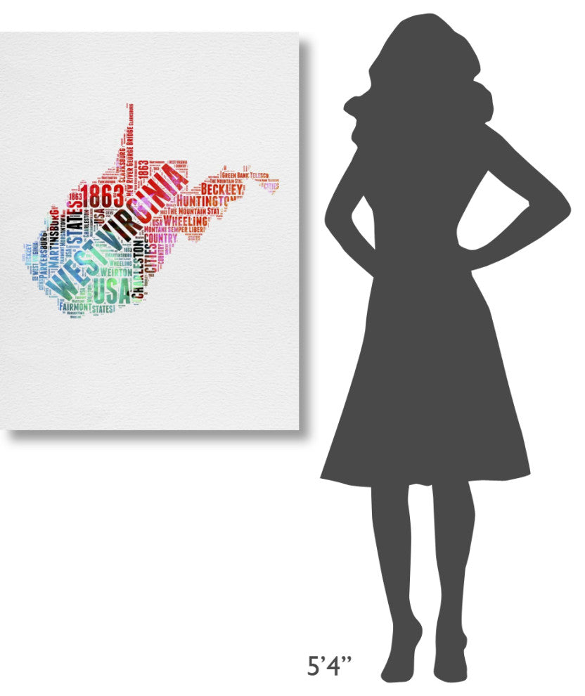 "West Virginia Watercolor Word Cloud" Fine Art Print
