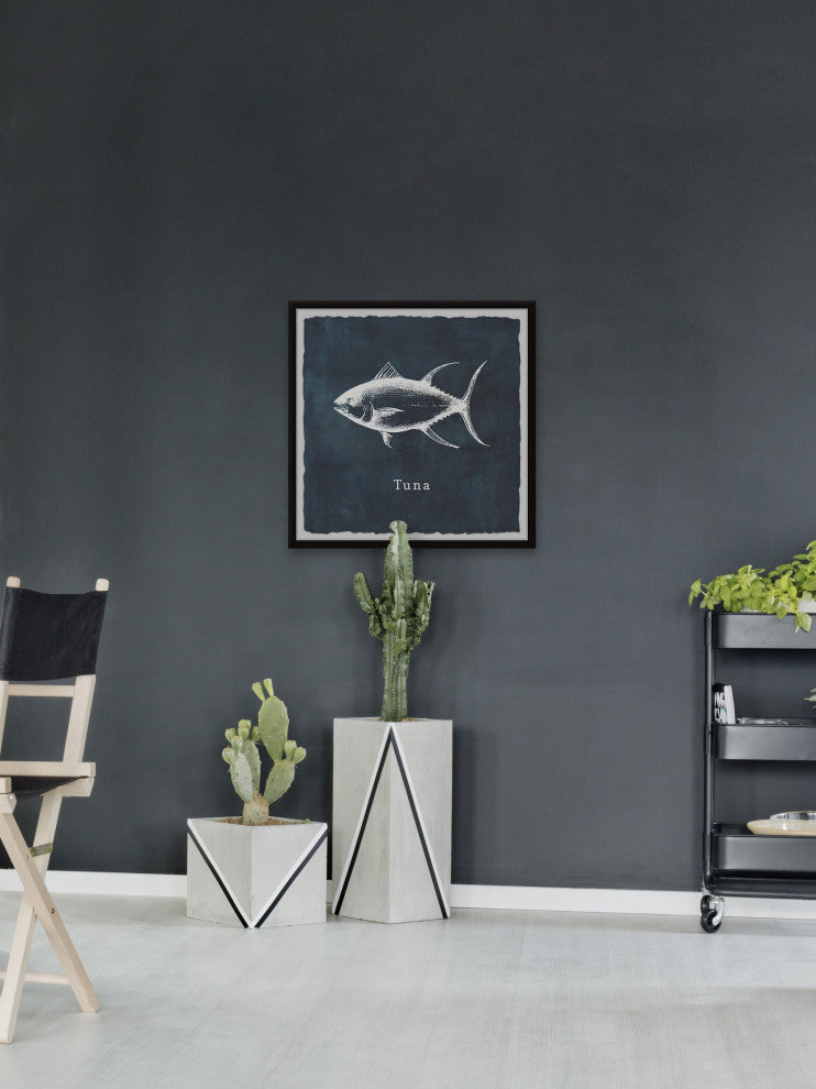 "Tuna in Blue" Framed Painting Print, 18x18