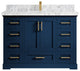 Boston 48 Single Sink Bath Vanity in Navy Blue 2" Carrara Marble