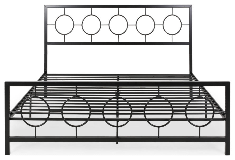 Aldrin Modern Iron Bed Frame, Flat Black
