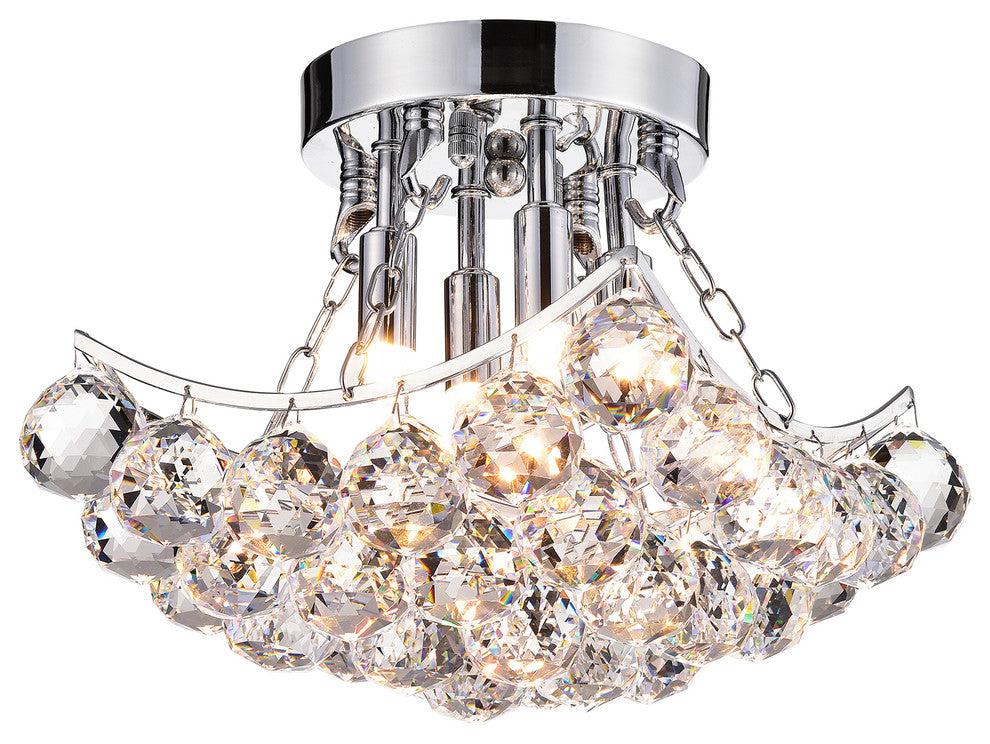 Clarus 4-Light Chrome Finish Crystal Flush Mount Chandelier Ceiling Fixture