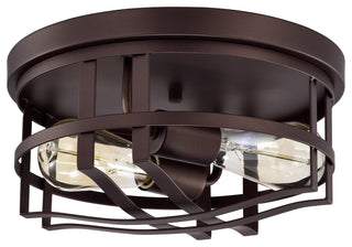 Chloe Lighting Ironclad Industrial 2-Light Oil Rubbed Bronze Ceiling Flush Mount