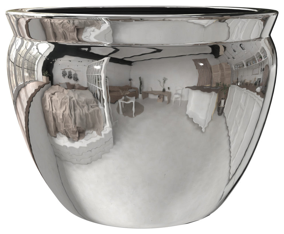 14" Pure Silver Porcelain Fishbowl