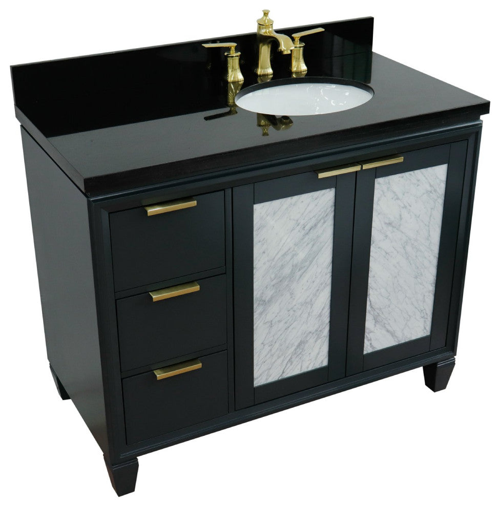 43" Single Vanity, Dark Gray Finish With Black Galaxy