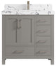 Malibu 36 Center Sink Bath Vanity in Elephant Skin Gray 2" Viola Night
