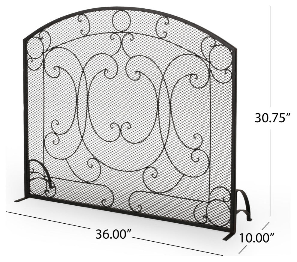Ella Iron Fireplace Screen, Matte Black