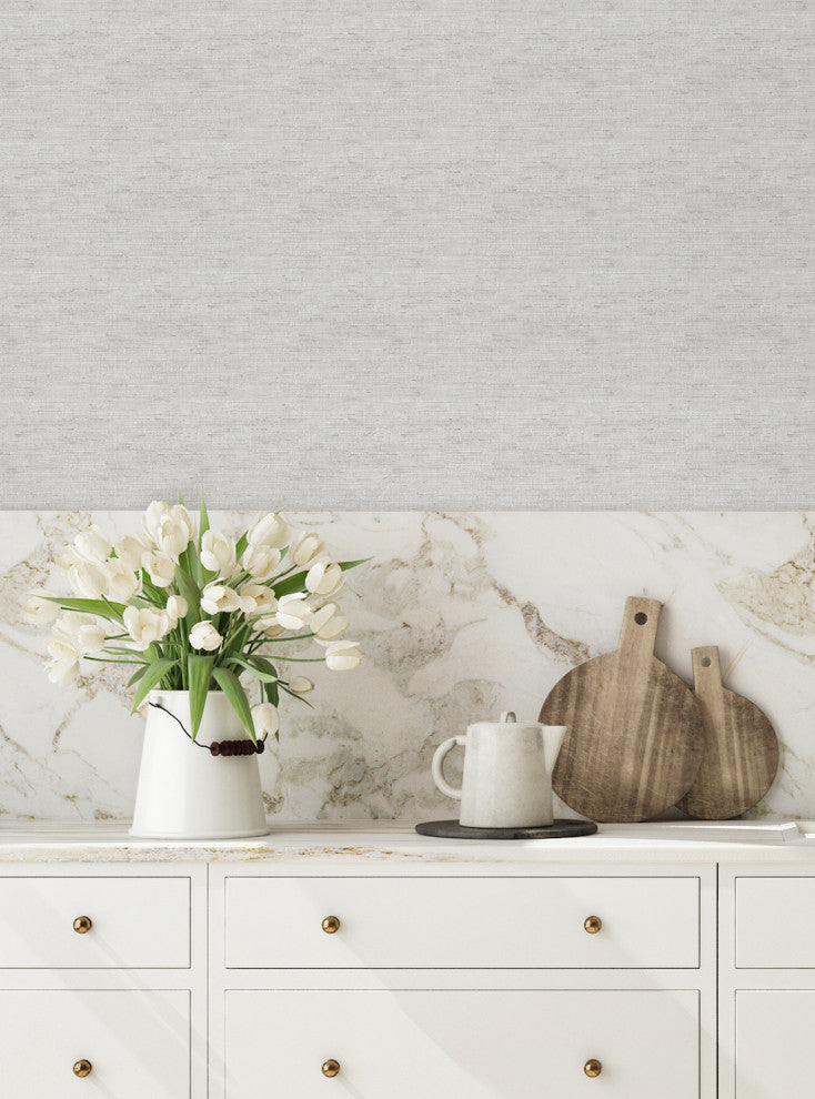 Canvas Look Peel and Stick Vinyl Wallpaper, Light Gray, 24"x108"