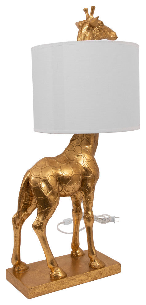 Giraffe Lamp With Linen Shade, Gold