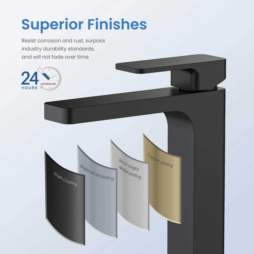 Blaze-T Single Handle Bathroom Vessel Sink Faucet, Matte Black