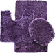 3 Piece Shiny Chenille Bath Rug Set, Includes Rug, Contour And Lid Cover, Purple