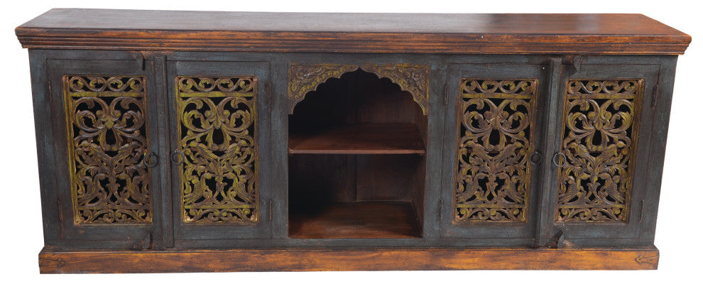 Arvada 4-Door Hand-Carved Solid Wood TV Stand/Plasma
