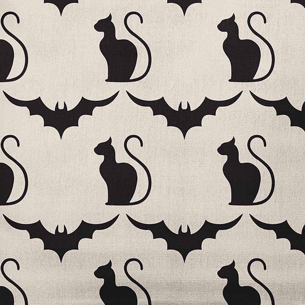 16" x 16" Cats and Bats Decorative Throw Pillow, Cream